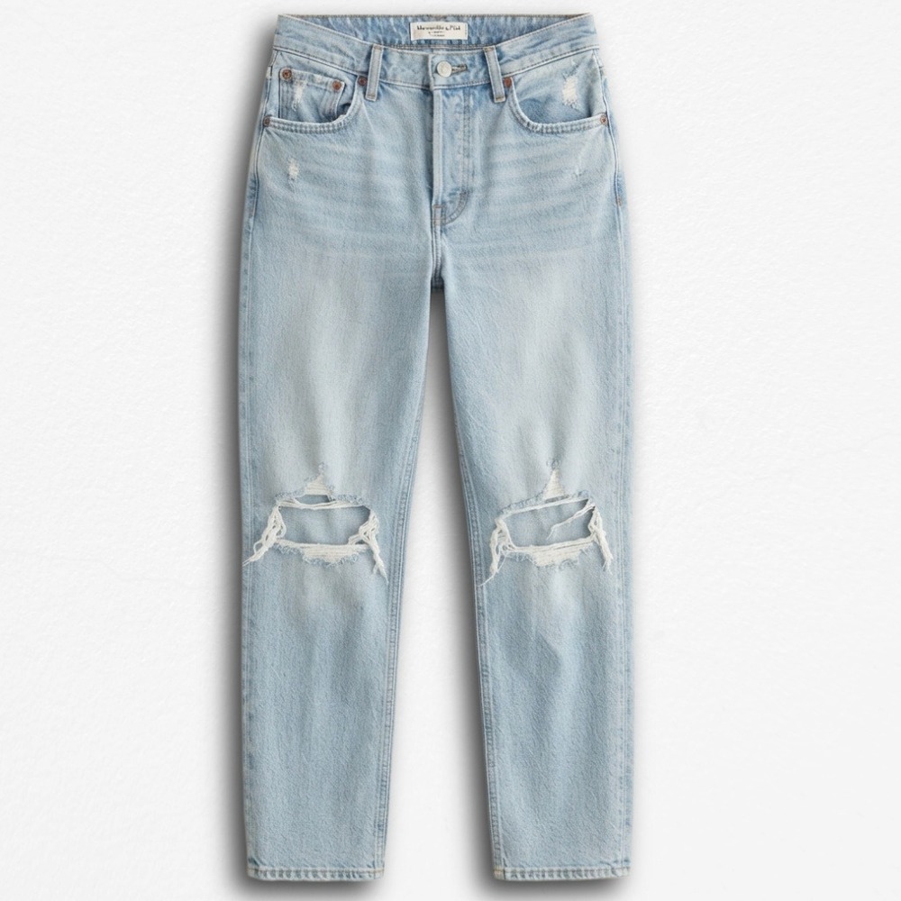 Abercrombie & Fitch Curve‎ Love 90s Relaxed Jean High Rise Distressed Blue 26 2